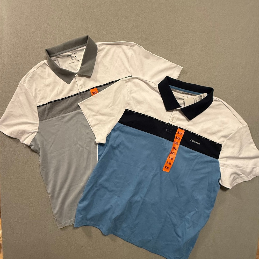 NWT Lot of 2 Calvin Klein Quick Dry Wicking Lightweight Polo Shirts Men Size XXL
